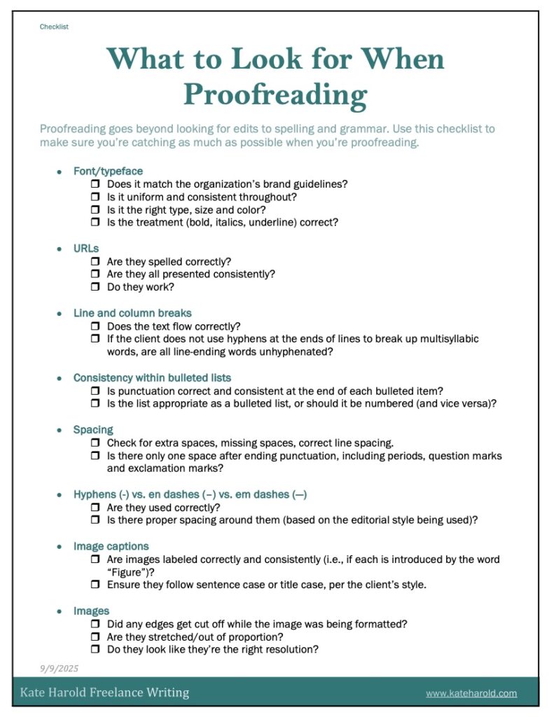 Checklist: What to Look for When Proofreading