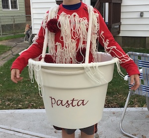 Halloween costume bowl of pasta