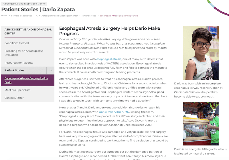 Esophageal Atresia Surgery Helps Dario Make Progress